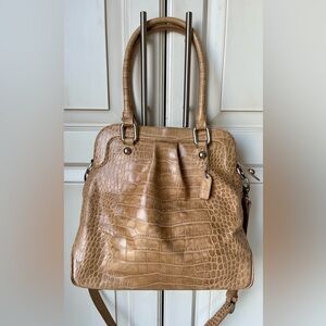 DANIER Elegant Tan Genuine Leather Crocodile-Embossed Bag